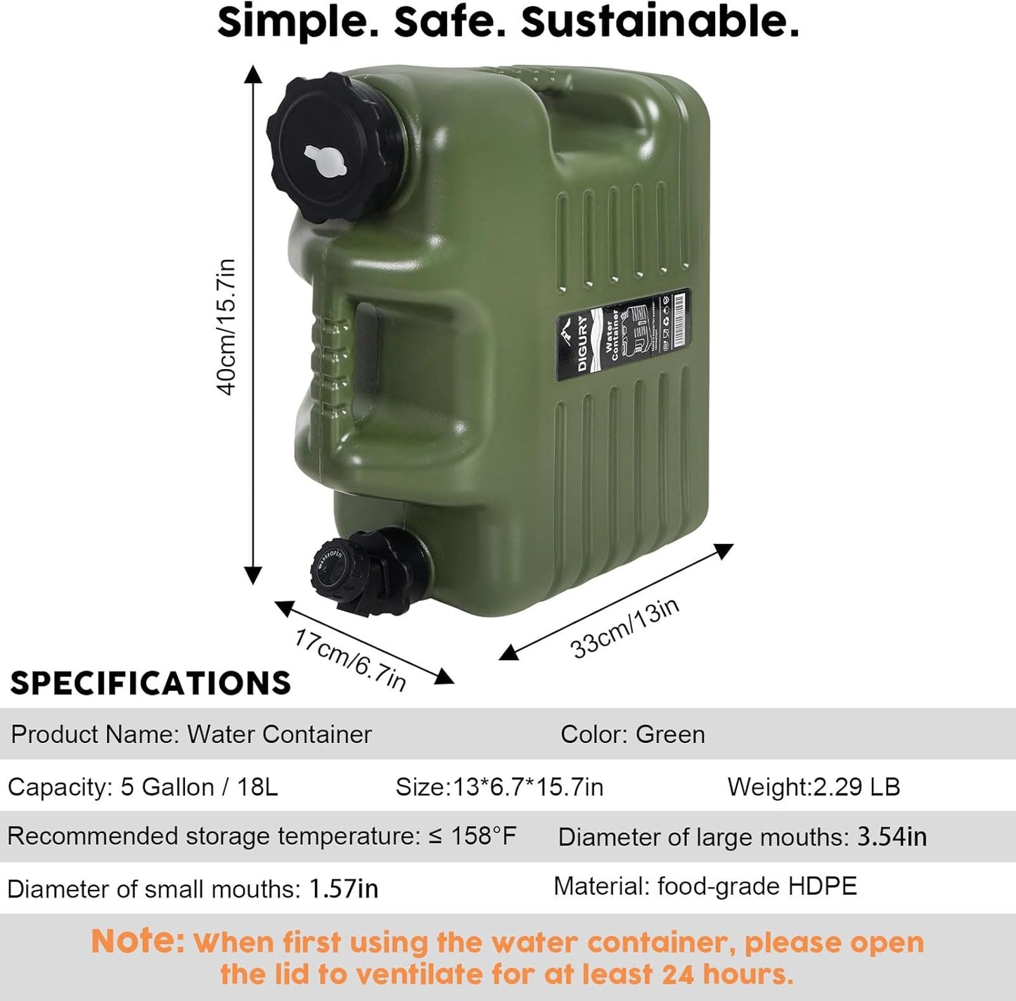 Portable Camping Water Container 💧🏕️ Large Capacity Emergency Water Storage Tank with Spigot | BPA-Free Outdoor Hydration Jug