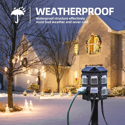 Outdoor Extension Cord with Multiple Outlets ⚡🌧️ Weatherproof Power Splitter | Heavy Duty Grounded Cable for Garden & Holiday Lights
